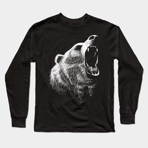 Roaring Bear (black) Long Sleeve T-Shirt by zoneo